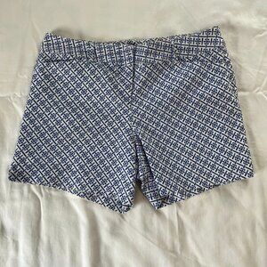 The Limited Blue White Geometric Pattern High Rise Casual Shorts | Size 12
